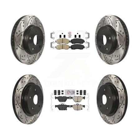 Front Rear Ceramic Pad Drilled Slot Disc Brake Rotor Kit For 2016-2019 Subaru Legacy 2.5L KDA-101509