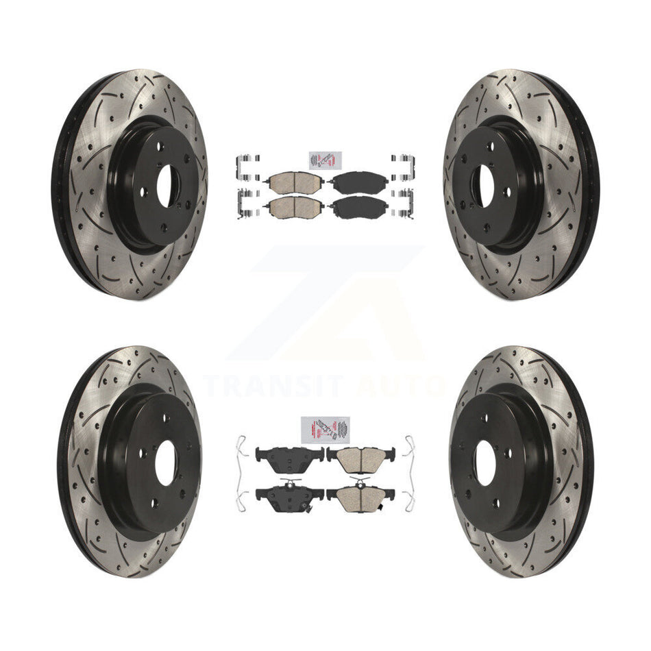 Front Rear Ceramic Pad Coat Drill Slot Disc Brake Rotor Kit For Subaru Outback WRX Legacy KDA-101510