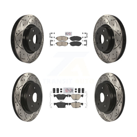 Front Rear Ceramic Pad Coat Drill Slot Disc Brake Rotor Kit For Subaru Outback WRX Legacy KDA-101511
