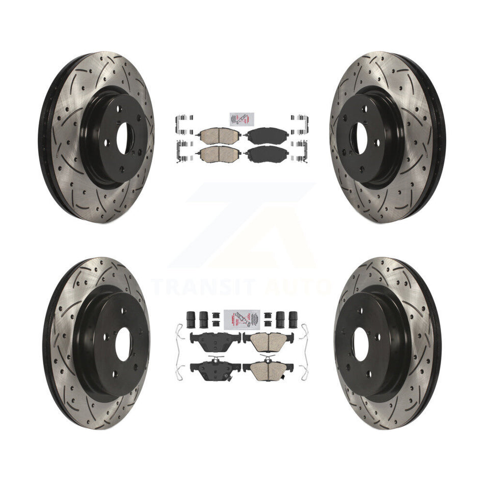 Front Rear Ceramic Pad Coat Drill Slot Disc Brake Rotor Kit For Subaru Outback WRX Legacy KDA-101511
