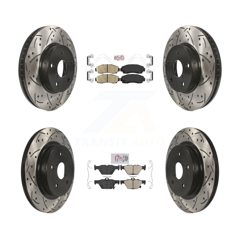 Front Rear Ceramic Pad Drilled Slot Disc Brake Rotor Kit For 2016-2019 Subaru Legacy 2.5L KDA-101512