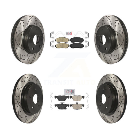 Front Rear Ceramic Pad Drilled Slot Disc Brake Rotor Kit For 2016-2019 Subaru Legacy 2.5L KDA-101512