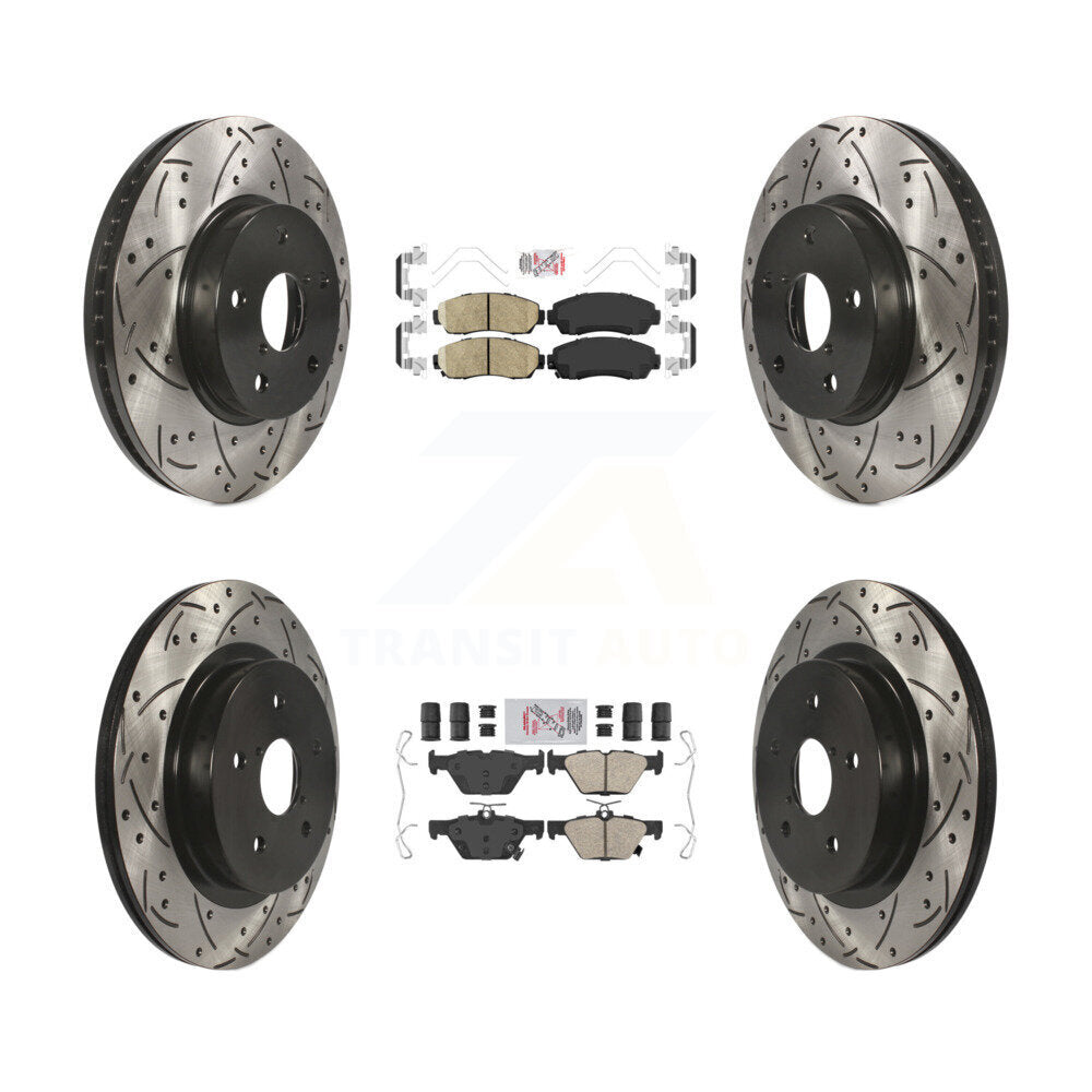Front Rear Ceramic Pad Drilled Slot Disc Brake Rotor Kit For 2016-2019 Subaru Legacy 2.5L KDA-101513