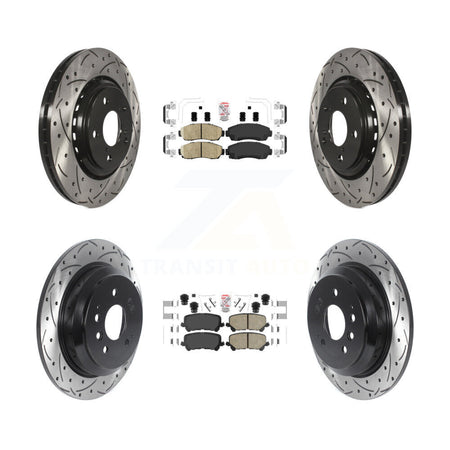 Front Rear Ceramic Pad Coat Drill Slot Disc Brake Rotors Kit For 2019-2024 Honda Passport KDA-101516