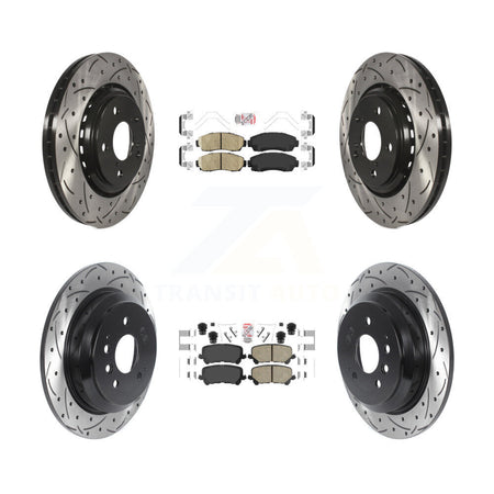 Front Rear Ceramic Pad Coat Drill Slot Disc Brake Rotors Kit For 2019-2024 Honda Passport KDA-101518