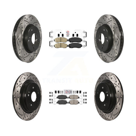 Front Rear Ceramic Pads And Coated Drilled Slotted Disc Brake Rotors Kit For Honda CR-V KDA-101520