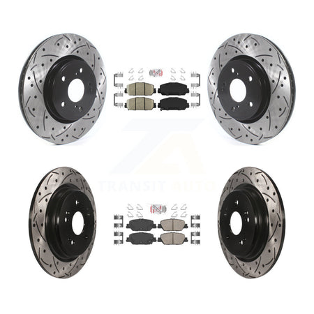 Front Rear Ceramic Pads And Coated Drilled Slotted Disc Brake Rotors Kit For Honda CR-V KDA-101531