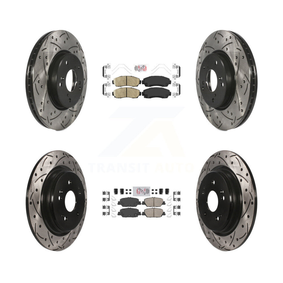 Front Rear Ceramic Pads And Coated Drilled Slotted Disc Brake Rotors Kit For Honda CR-V KDA-101532