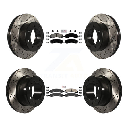 Front Rear Semi-Metallic Pad And Coated Drilled Slotted Disc Brake Rotor Kit For Ram 3500 KDA-101537