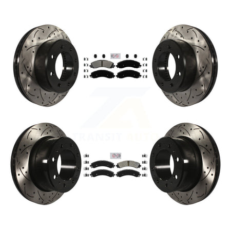 Front Rear Semi-Metallic Pad And Coated Drilled Slotted Disc Brake Rotor Kit For Ram 3500 KDA-101538