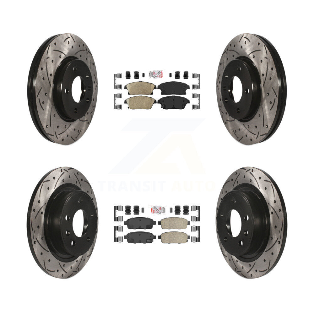 Front Rear Ceramic Pad Drilled Slot Brake Rotor Kit For Chevrolet Cruze Buick Verano Volt KDA-101544