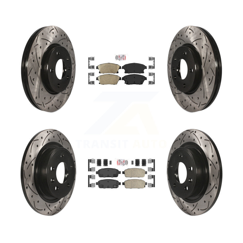 Front Rear Ceramic Pad Drilled Slot Brake Rotor Kit For Chevrolet Cruze Buick Verano Volt KDA-101546