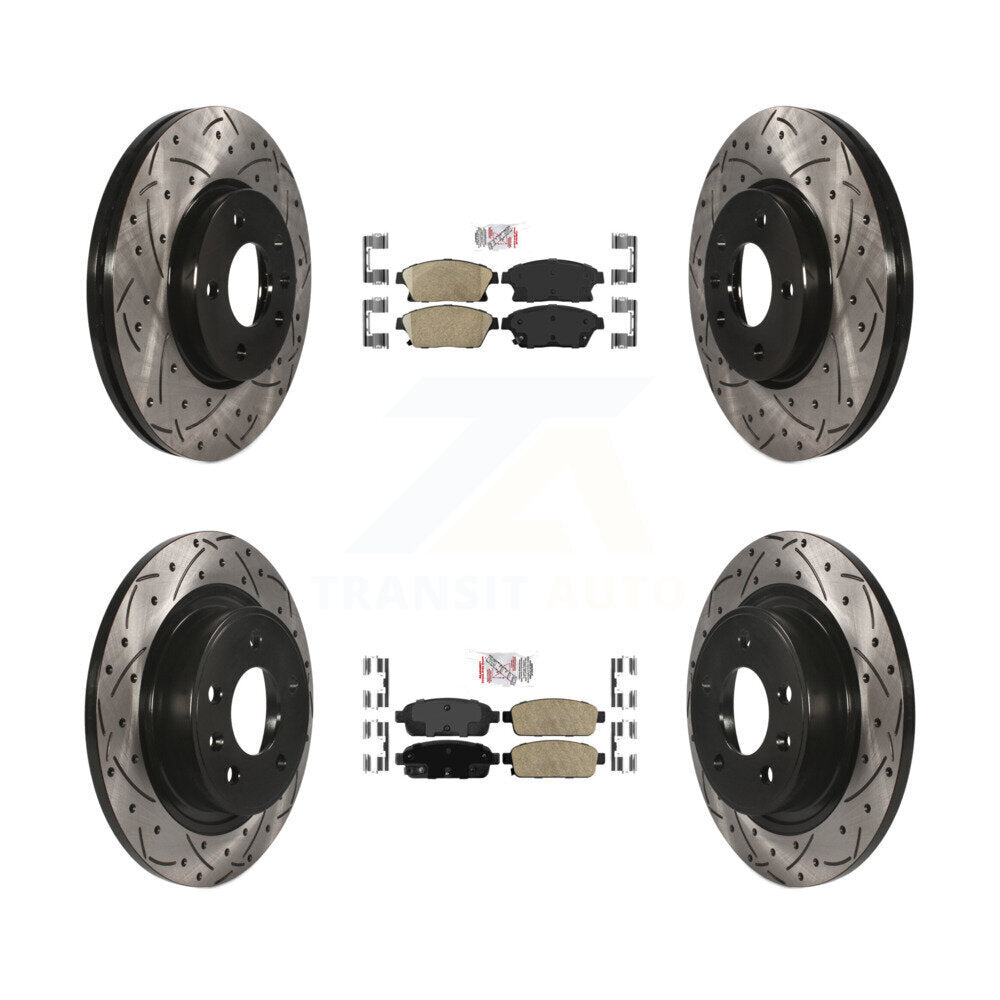 Front Rear Ceramic Pad Drilled Slot Brake Rotor Kit For Chevrolet Cruze Buick Verano Volt KDA-101547