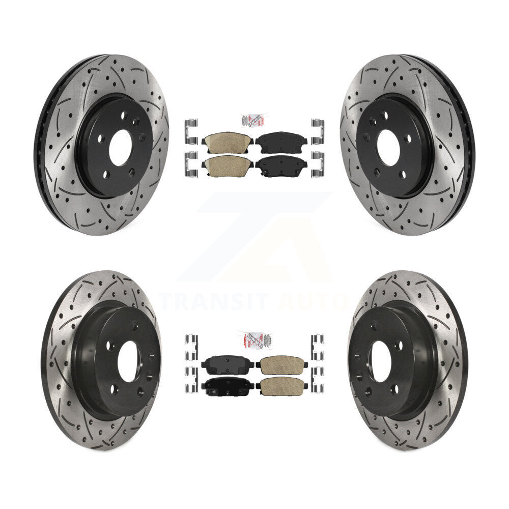 Front Rear Ceramic Pad Drilled Slot Disc Brake Rotors Kit For Chevrolet Trax Buick Encore KDA-101555