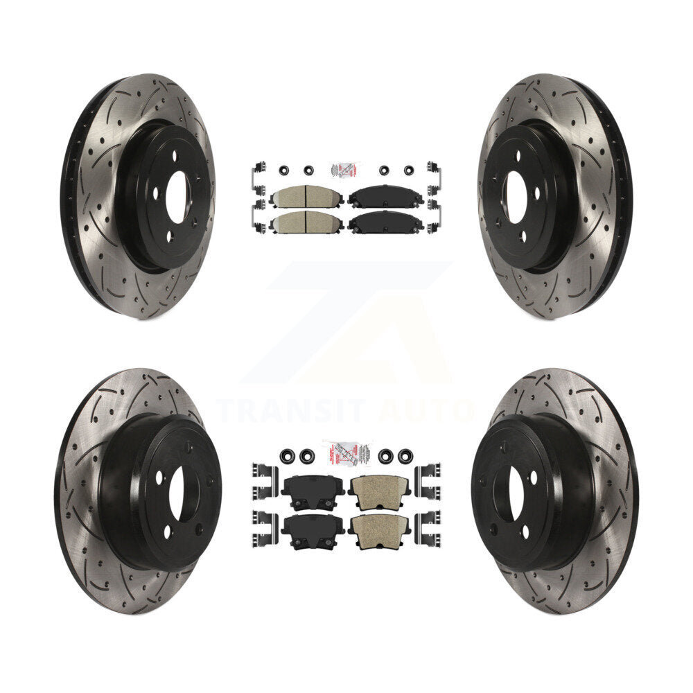 Front Rear Ceramic Pad Drilled Slot Brake Rotors Kit For 05-06 Chrysler 300 AWD with 3.5L KDA-101566