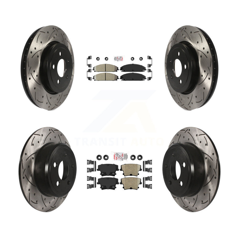 Front Rear Ceramic Pad Drilled Slot Brake Rotors Kit For 05-06 Chrysler 300 AWD with 3.5L KDA-101566