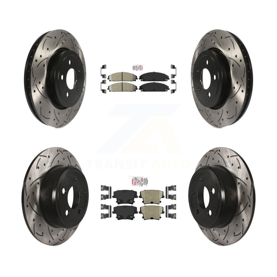 Front Rear Ceramic Pad Drilled Slot Brake Rotors Kit For 05-06 Chrysler 300 AWD with 3.5L KDA-101573