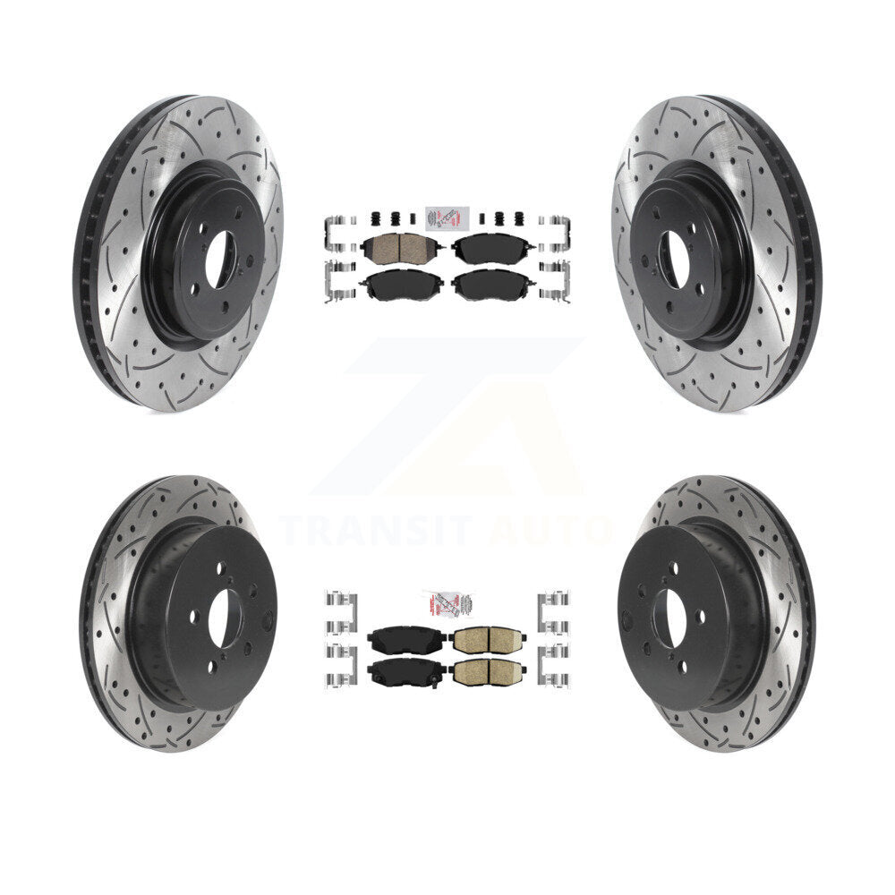 Front Rear Ceramic Pad Drill Slot Disc Brake Rotor Kit For 2014-2018 Subaru Forester 2.0L KDA-101585