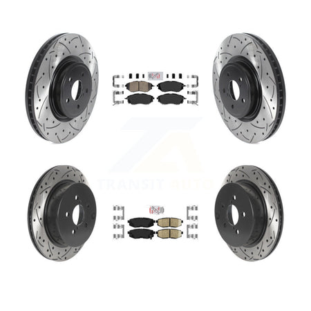 Front Rear Ceramic Pad Drill Slot Disc Brake Rotor Kit For 2014-2018 Subaru Forester 2.0L KDA-101585