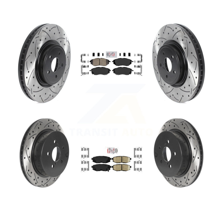 Front Rear Ceramic Pad Drill Slot Disc Brake Rotor Kit For 2014-2018 Subaru Forester 2.0L KDA-101585