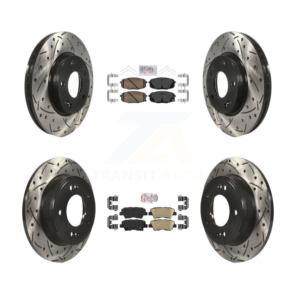 Front Rear Ceramic Pad Drill Slot Brake Rotor Kit For Kia Hyundai Forte Kona Soul Elantra KDA-101587