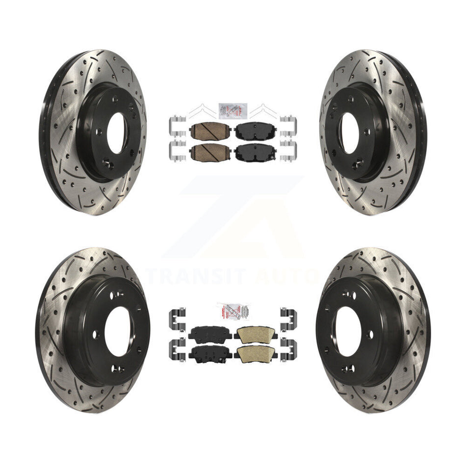 Front Rear Ceramic Pad Drill Slot Brake Rotor Kit For Kia Hyundai Forte Kona Soul Elantra KDA-101587