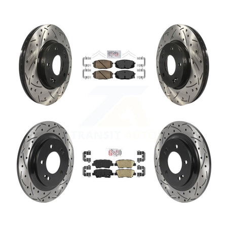 Front Rear Ceramic Pad Drill Slot Disc Brake Rotors Kit For Kia Forte5 Hyundai Elantra GT KDA-101590