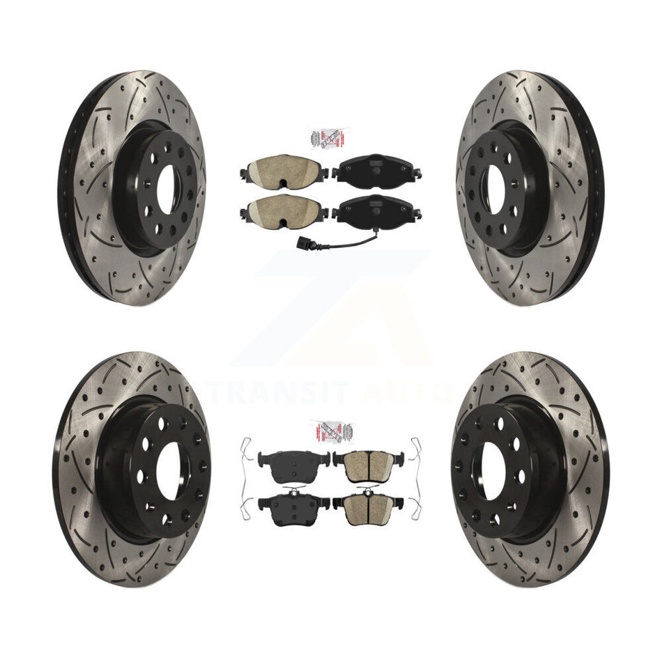 Front Rear Ceramic Pad Drill Slot Brake Rotors Kit For Volkswagen Taos Audi A3 Quattro TT KDA-101594
