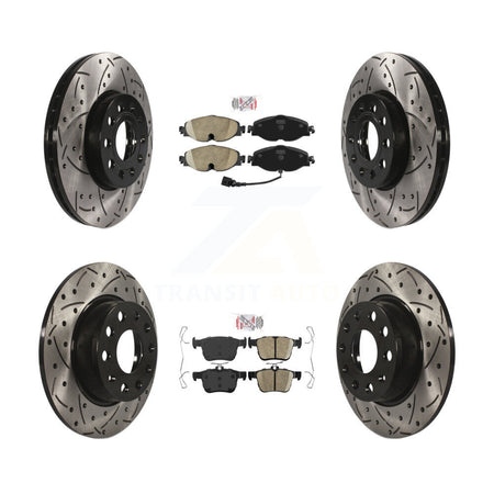 Front Rear Ceramic Pad & Drilled Slot Brake Rotor Kit For Volkswagen Taos Audi A3 Quattro KDA-101595