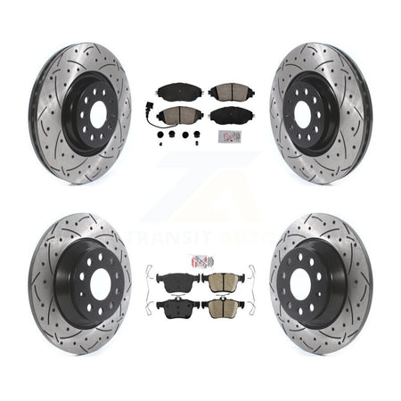Front Rear Ceramic Pad & Drilled Slot Brake Rotor Kit For 2019-2021 Volkswagen Jetta 2.0L KDA-101606