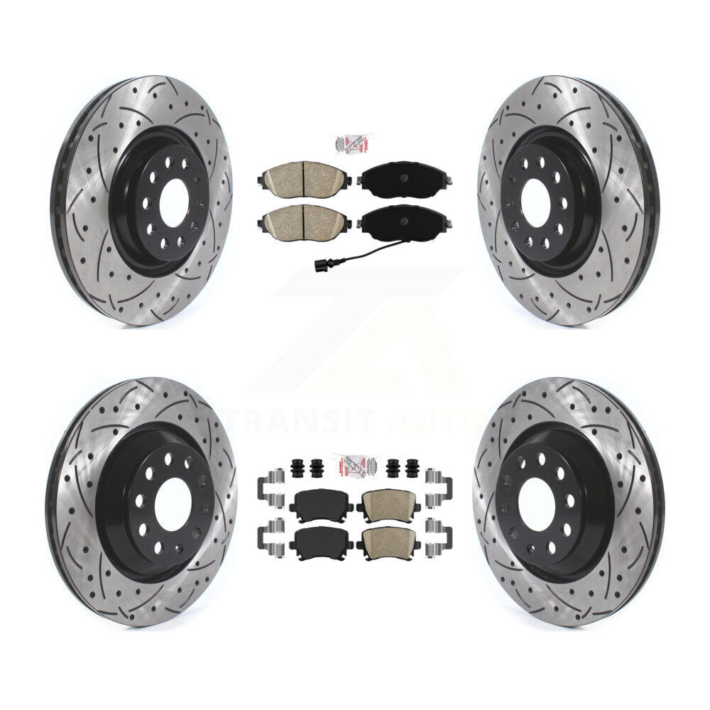 Front Rear Ceramic Pad And Coated Drilled Slotted Disc Brake Rotor Kit For Volkswagen GTI KDA-101613