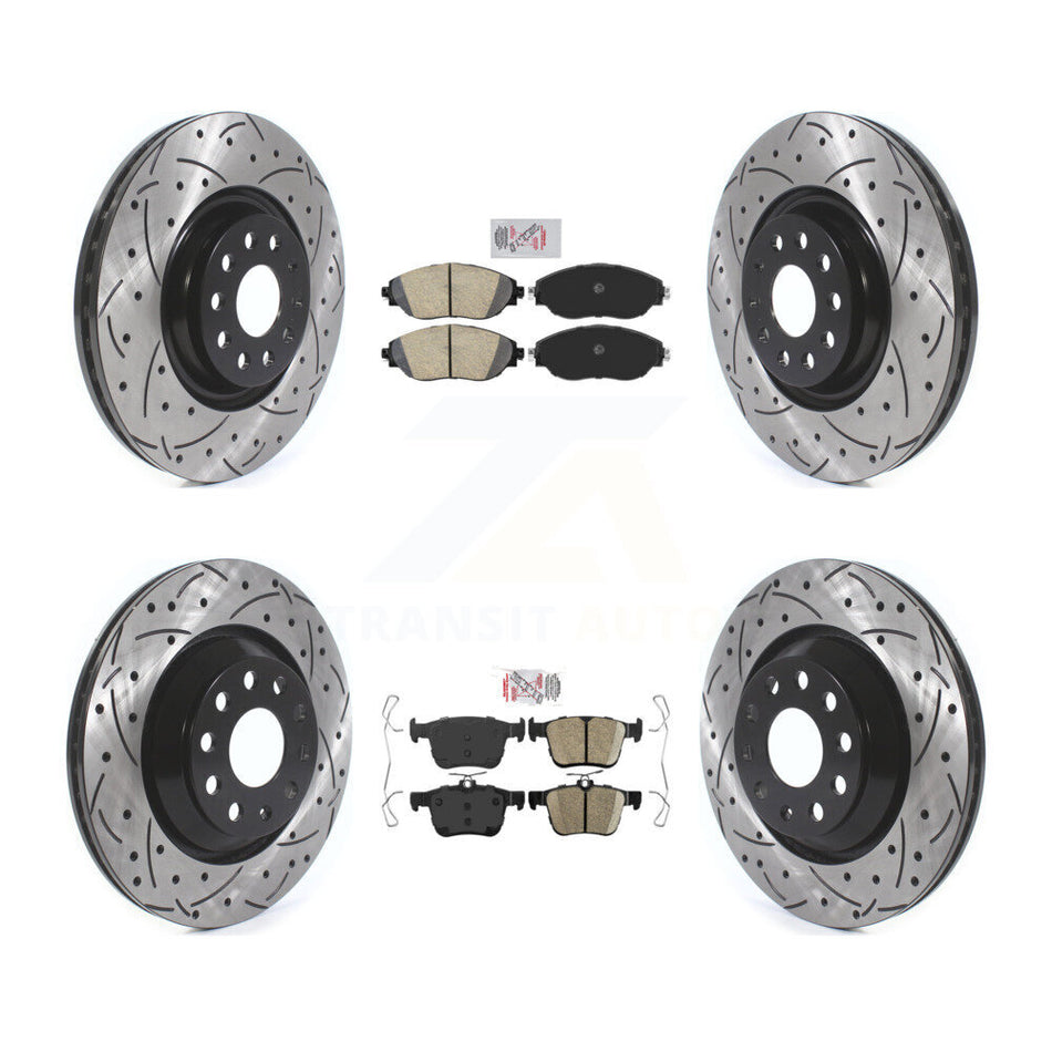 Front Rear Ceramic Pad Drill Slot Brake Rotor Kit For Audi Q3 Volkswagen Golf R Arteon S3 KDA-101614