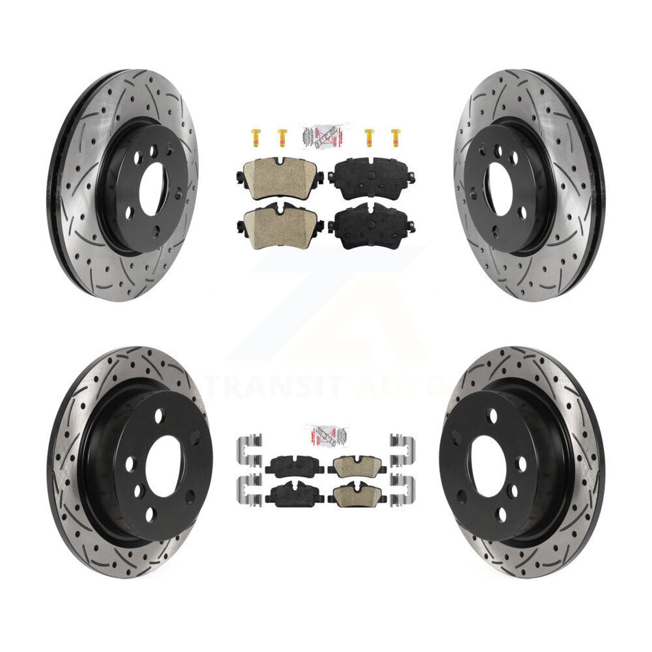 Front Rear Ceramic Pads And Coated Drilled Slotted Disc Brake Rotors Kit For Mini Cooper KDA-101621