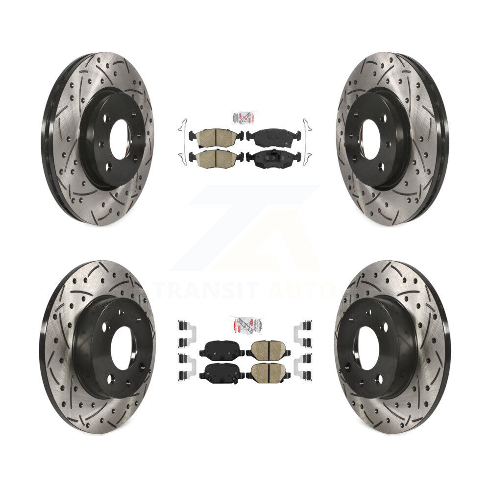 Front Rear Ceramic Pads And Coated Drilled Slotted Disc Brake Rotors Kit For Fiat 500 KDA-101623