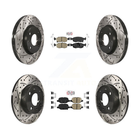 Front Rear Ceramic Pads And Coated Drilled Slotted Disc Brake Rotors Kit For Fiat 500 KDA-101623