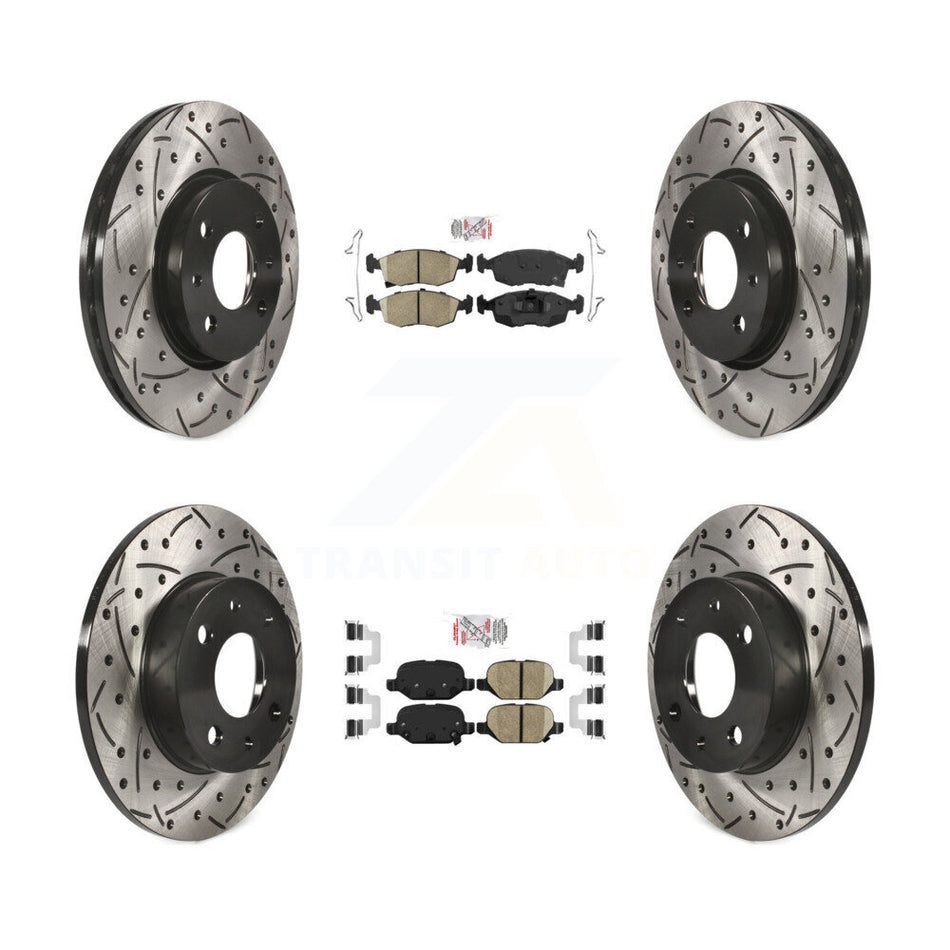 Front Rear Ceramic Pads And Coated Drilled Slotted Disc Brake Rotors Kit For Fiat 500 KDA-101623