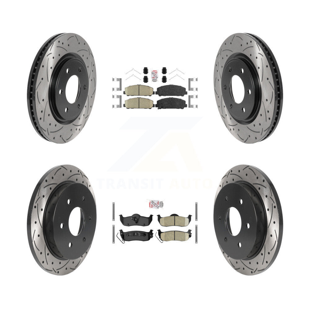 Front Rear Ceramic Pad Drilled Slot Brake Rotor Kit For Nissan TITAN Armada INFINITI QX56 KDA-101625
