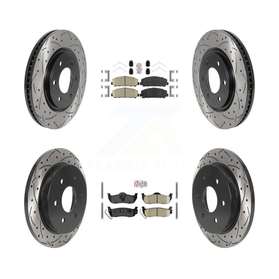 Front Rear Ceramic Pad Drilled Slot Brake Rotor Kit For Nissan TITAN Armada INFINITI QX56 KDA-101625