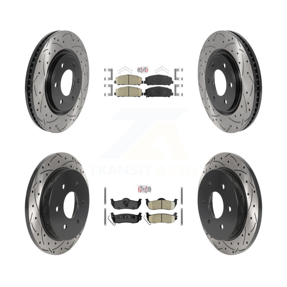 Front Rear Ceramic Pad Drilled Slot Brake Rotor Kit For Nissan TITAN Armada INFINITI QX56 KDA-101627