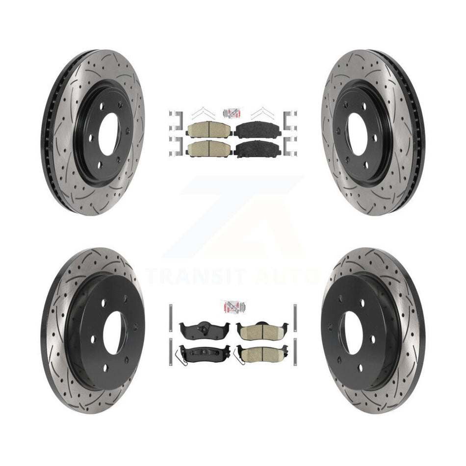 Front Rear Ceramic Pad Drilled Slot Brake Rotor Kit For Nissan TITAN Armada INFINITI QX56 KDA-101627