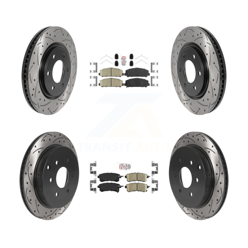 Front Rear Ceramic Pad Drilled Slot Brake Rotors Kit For INFINITI QX80 Nissan Armada QX56 KDA-101628