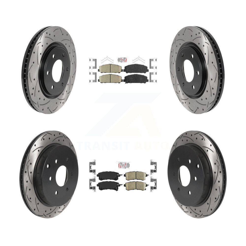 Front Rear Ceramic Pad Drilled Slot Brake Rotors Kit For INFINITI QX80 Nissan Armada QX56 KDA-101629