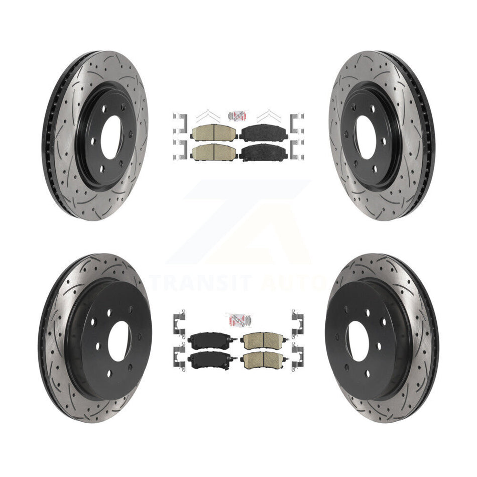 Front Rear Ceramic Pad Drilled Slot Brake Rotors Kit For INFINITI QX80 Nissan Armada QX56 KDA-101629