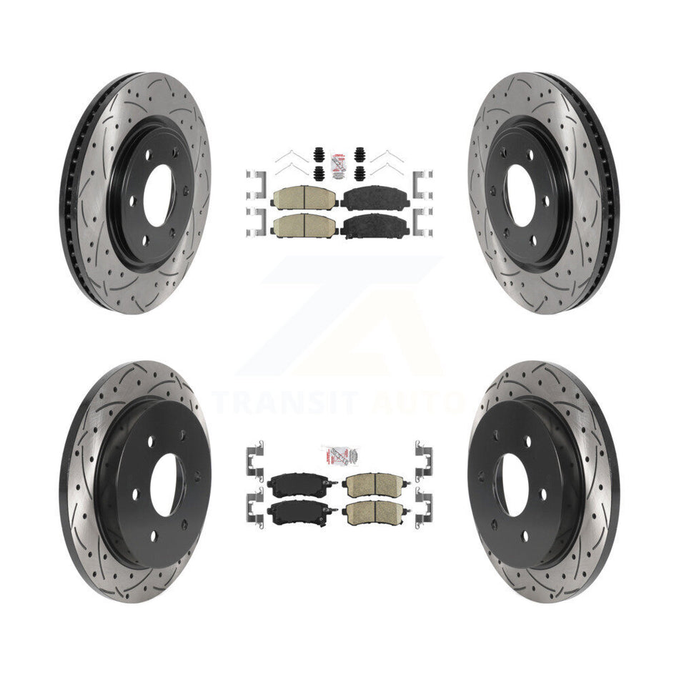 Front Rear Ceramic Pad Drill Slot Disc Brake Rotor Kit For Nissan Armada With Solid KDA-101630