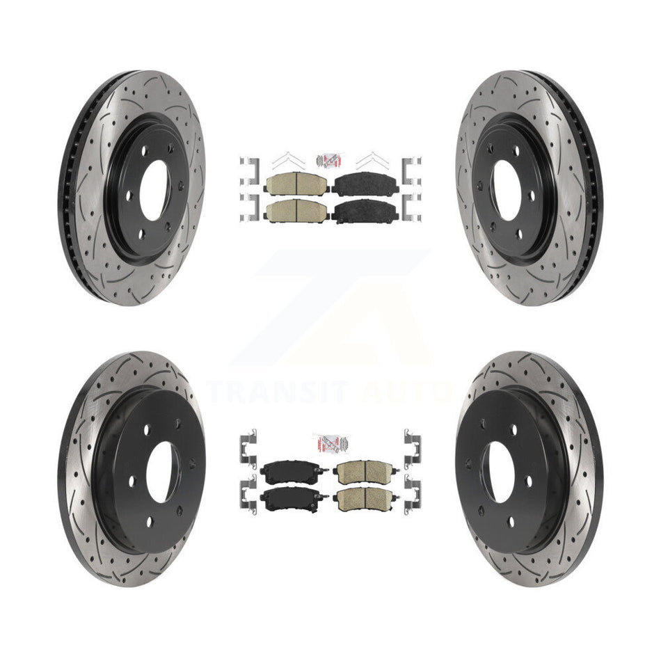 Front Rear Ceramic Pad Drill Slot Disc Brake Rotor Kit For Nissan Armada With Solid KDA-101633