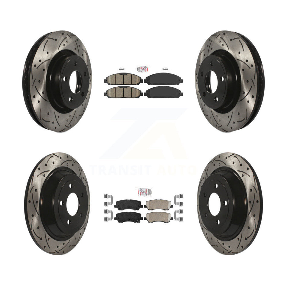 Front Rear Ceramic Pad Coat Drill Slot Disc Brake Rotor Kit For Ford Mustang V6 with 3.7L KDA-101638