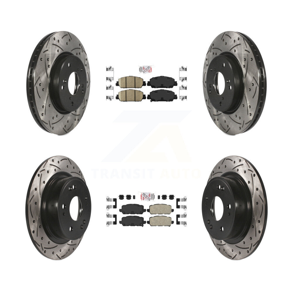 Front Rear Ceramic Pad Coated Drilled Slot Disc Brake Rotors Kit For 2016-2022 Honda HR-V KDA-101640