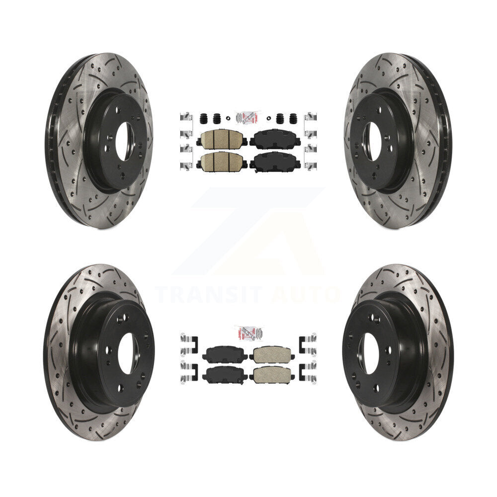 Front Rear Ceramic Pad Coated Drilled Slot Disc Brake Rotors Kit For 2016-2022 Honda HR-V KDA-101641