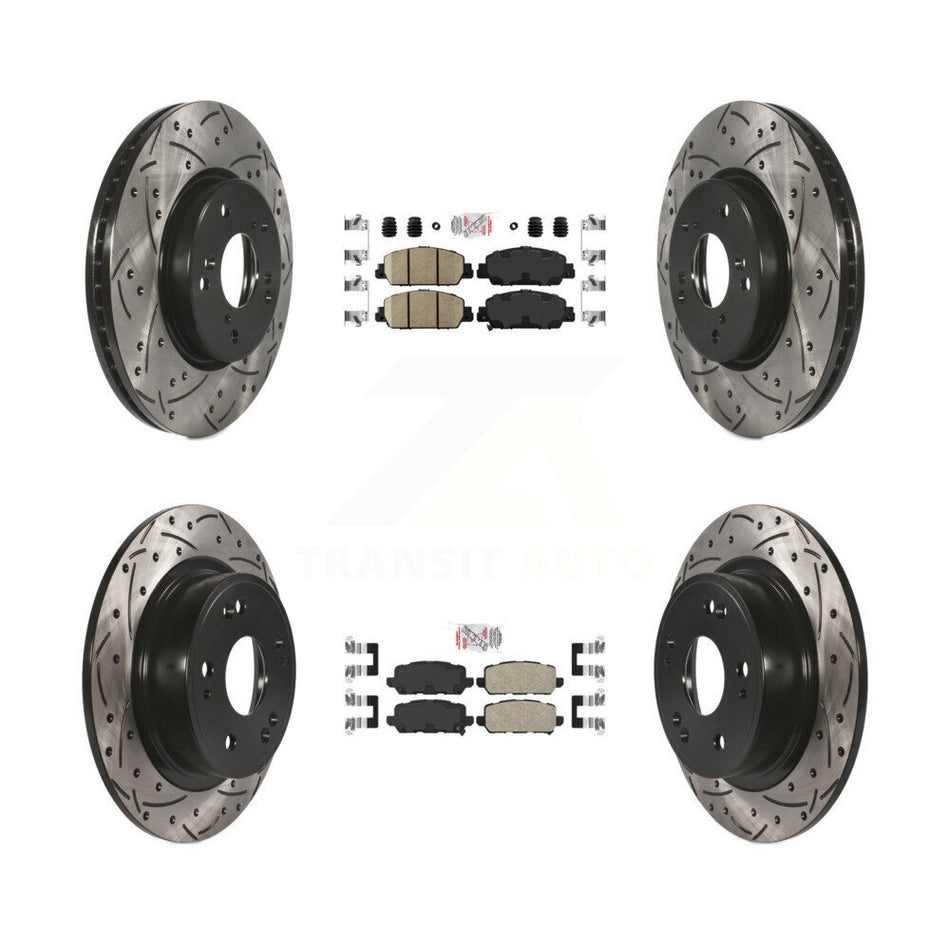 Front Rear Ceramic Pad Coated Drilled Slot Disc Brake Rotors Kit For 2016-2022 Honda HR-V KDA-101641