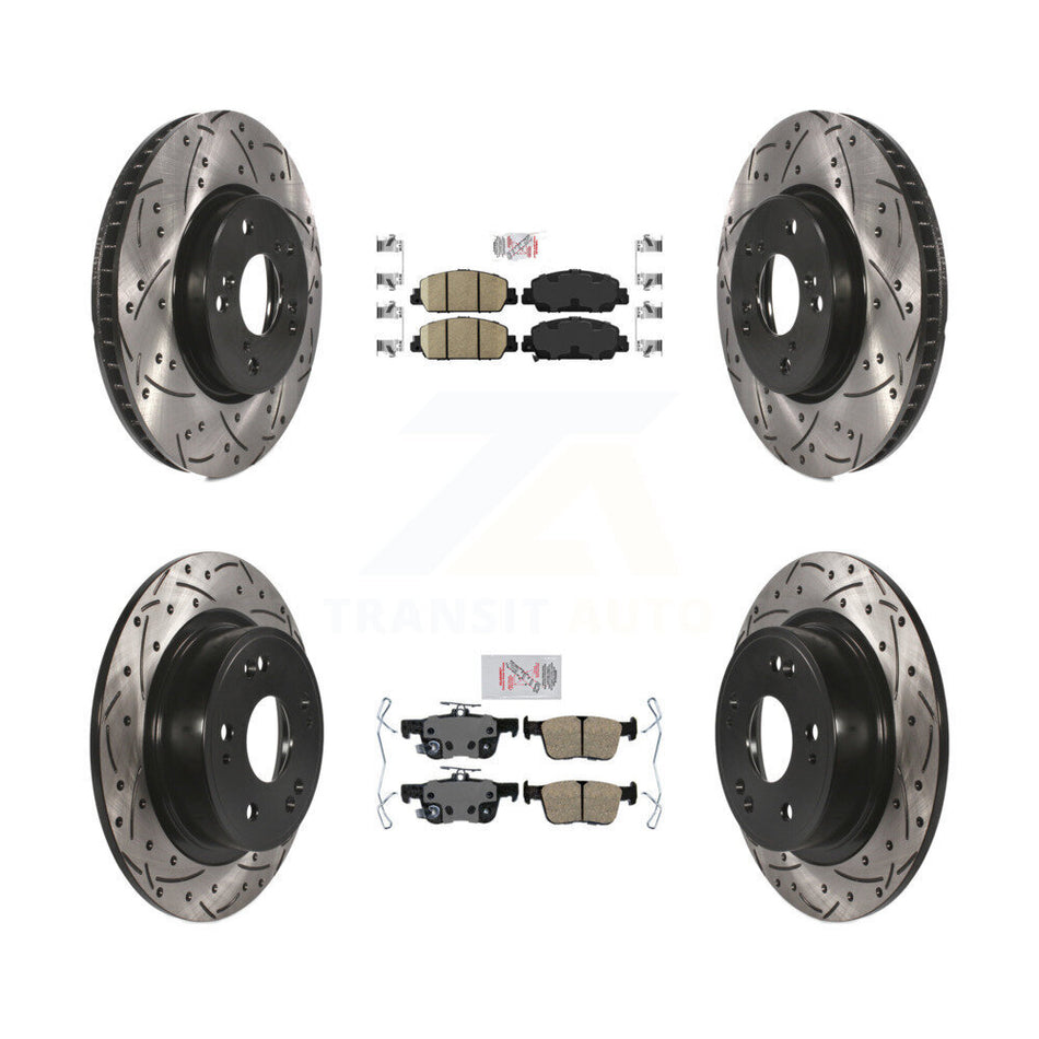 Front Rear Ceramic Pads And Coated Drilled Slotted Disc Brake Rotors Kit For Honda Accord KDA-101644